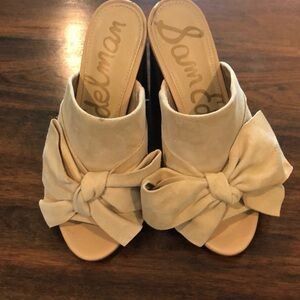 Sam Edelman, suede, slide pumps, tan cream, color, size 5 1/2